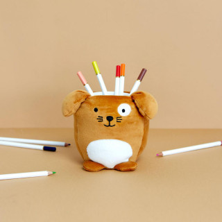 CAŠA ZA OLOVKE,Fluffy Woof,brown,plastic/fabric 