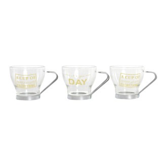 CUP SET 3 GLASS METAL 140 CC. 