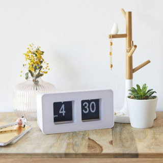 Sat stolni, Flip Clock, bijeli, 2xAA 