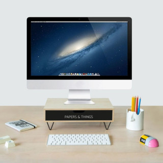 Stalak za monitor, Nordic Papers, drawer, crni, wood 