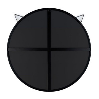 Zidno ogledalo, Cat, round, crni, metal 