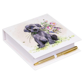 BLOK ZA PORUKE DOG WITH FLOWERS 