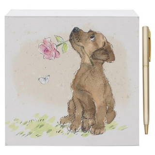 BLOK ZA PORUKE DOG WITH FLOWERS 