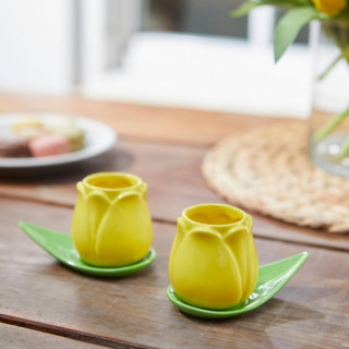 ŠOLJE ZA KAFU SET ,Tulip,yellow,x2,ceramic 