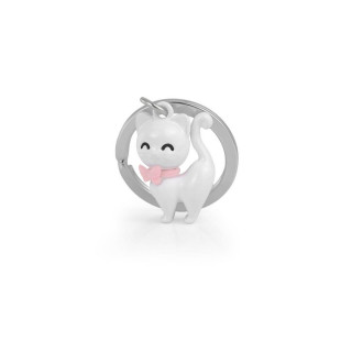 PRIVJESAK ZA KLJUČEVE-METAL- Animal  -White Cat with Bowtie 