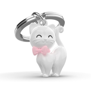 PRIVJESAK ZA KLJUČEVE-METAL- Animal  -White Cat with Bowtie 