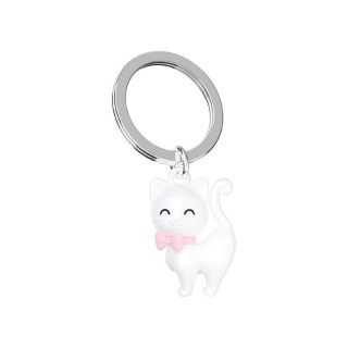PRIVJESAK ZA KLJUČEVE-METAL- Animal  -White Cat with Bowtie 