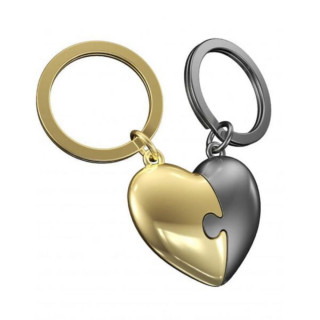 PRIVJESAK ZA KLJUČEVE-METAL- Love  -Puzzle Heart Shiny Bullet + Gold Finish 