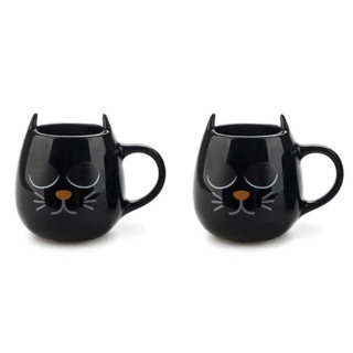 SET ŠOLJICA ZA KAFU WAKE CAT X2 BLACK KERAMIKA 