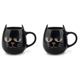 SET ŠOLJICA ZA KAFU WAKE CAT X2 BLACK KERAMIKA 