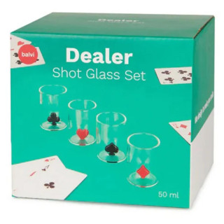 SET ČAŠICA DEALER X4 RED/BLACK GLAS 