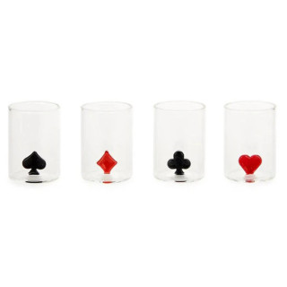 SET ČAŠICA DEALER X4 RED/BLACK GLAS 