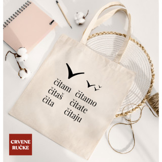 TORBA ZA ŠOPING BOMBAŽ CRVENE RUČKE C/B PRINT 