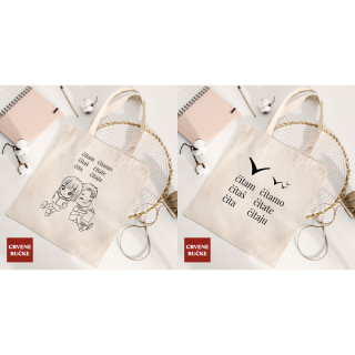 TORBA ZA ŠOPING BOMBAŽ CRVENE RUČKE C/B PRINT 
