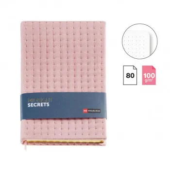 NOTES A5 DOTTED VEVLET PINK MIDNIGHT 