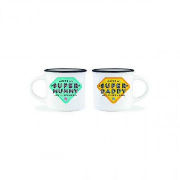 ŠOLJE ZA KAFU 2/1 SUPER MUMMY AND SUPER DADDY 