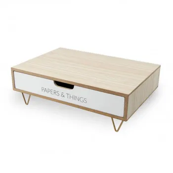 Stalak za monitor,  Nordic, drawer, bijeli 