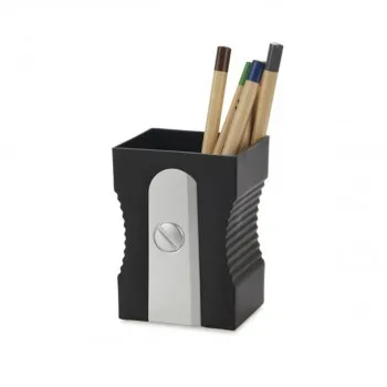 Čaša za olovke, Sharpener, crni, plastic 
