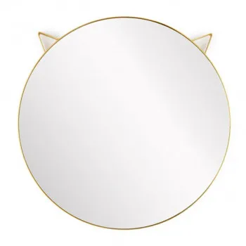 Zidno ogledalo, Cat, round, golden, metal 