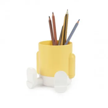 Čaša za olovke, Mr.Sitty, žuti/bijeli, plastic 