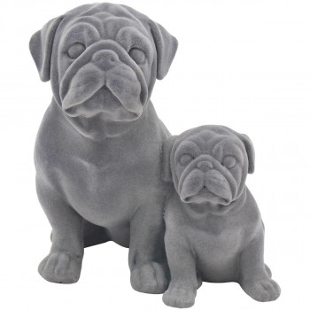 FIGURA GREY VELVET TWIN PUGS LP48343 