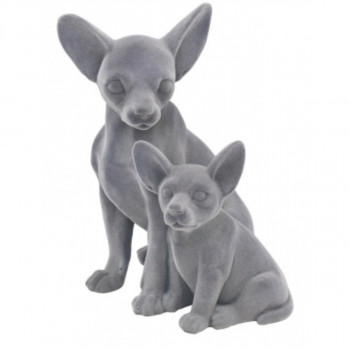FIGURA GREY VELVET TWIN CHIHUAHUAS LP48344 