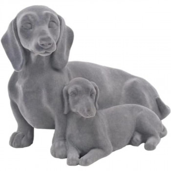 FIGURA GREY VELVET TWIN DACHSHUNDS LP48345 
