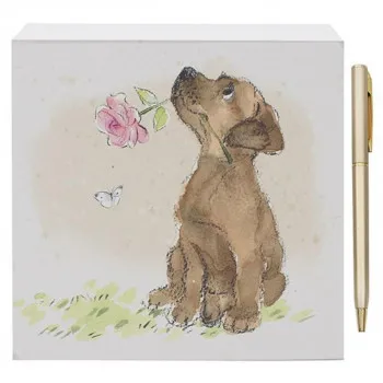 BLOK ZA PORUKE DOG WITH FLOWERS 