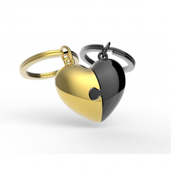 PRIVJESAK ZA KLJUČEVE-METAL- Love  -Puzzle Heart Shiny Bullet + Gold Finish 
