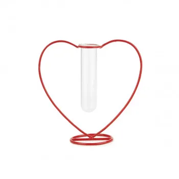 VAZA LOVE SILHOUETTE RED 15CM METAL/GLA 