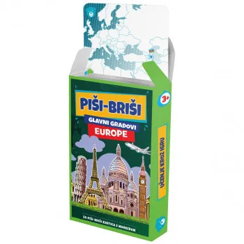 EDUKATIVNE KARTE PIŠI BRIŠI GL.GRADOVI EUROPE + MARKER 