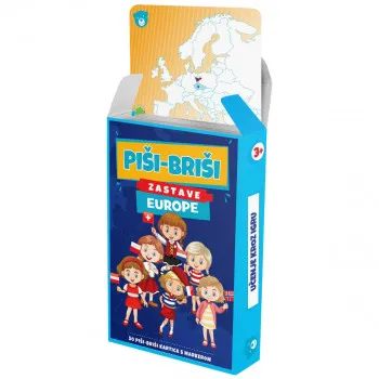 EDUKATIVNE KARTE PIŠI BRIŠI ZASTAVE EUROPE + MARKER 