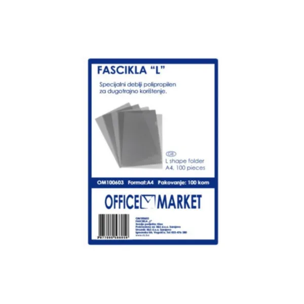 FASCIKLA U 100mic OFFICE MARKET 100/1 