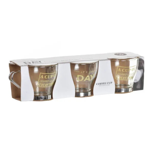 CUP SET 3 GLASS METAL 140 CC. 