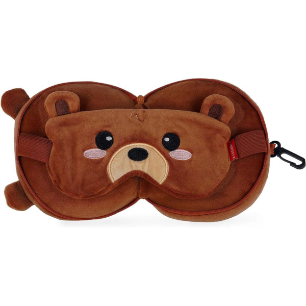 TRAVEL PILLOW WITH EYE MASK MY TRAVEL BUDDY TEDDY BEAR 