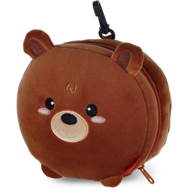 TRAVEL PILLOW WITH EYE MASK MY TRAVEL BUDDY TEDDY BEAR 