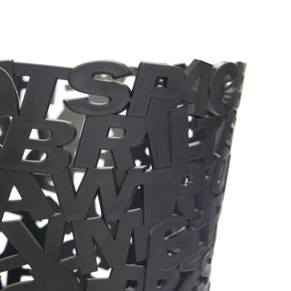 Korpa za otpatke, Letters, crni, plastic 