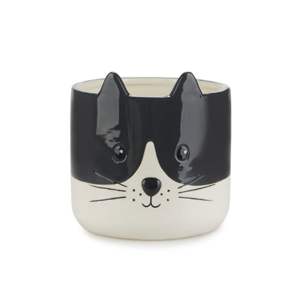 Saksija, Kitty, crni/bijeli, ceramic 