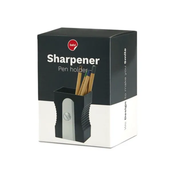 Čaša za olovke, Sharpener, crni, plastic 