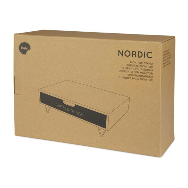 Stalak za monitor, Nordic Papers, drawer, crni, wood 