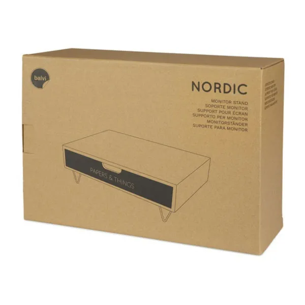 Stalak za monitor, Nordic Papers, drawer, crni, wood 