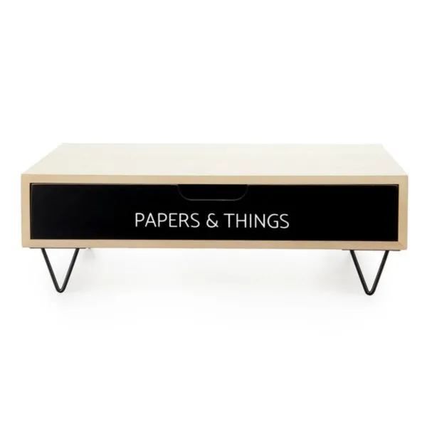 Stalak za monitor, Nordic Papers, drawer, crni, wood 