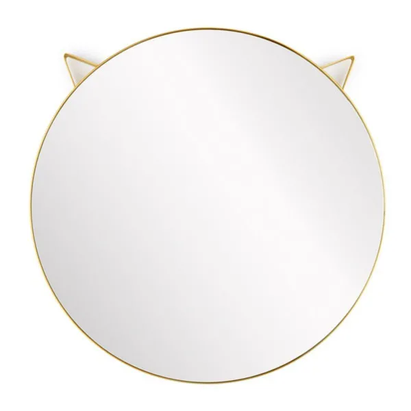 Zidno ogledalo, Cat, round, golden, metal 