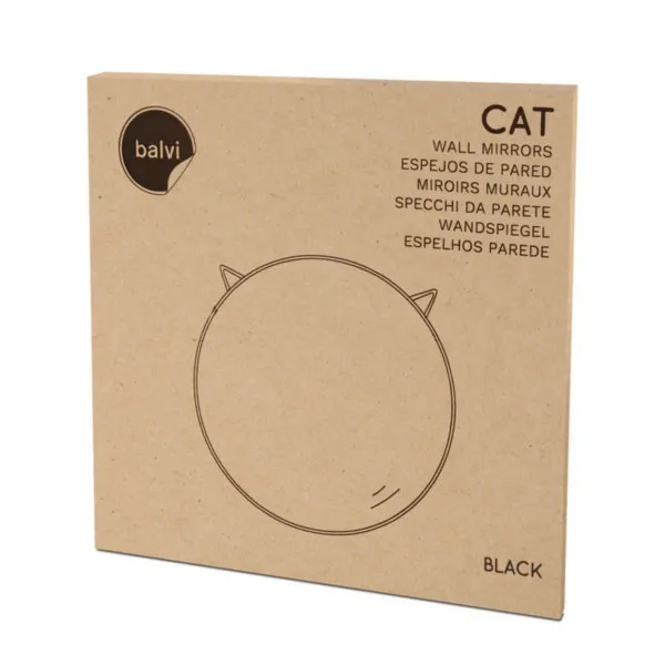 Zidno ogledalo, Cat, round, crni, metal 