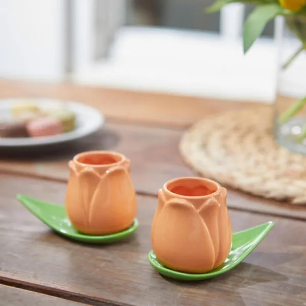 ŠOLJE ZA KAFU SET ,Tulip,orange,x2,ceramic 