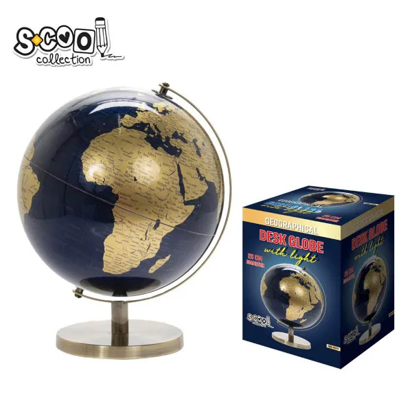 GLOBUS GOLD-BLUE 25CM PVC WITH LIGHT 