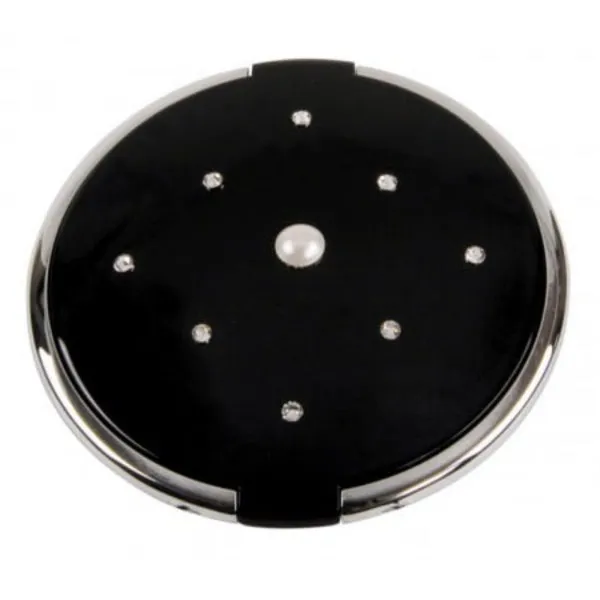 OGLEDALCE KRUG RASUTI KRISTALI CRNO x7 