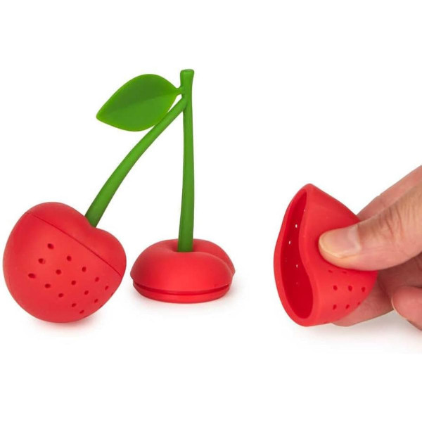 DVOSTRUKI INFUZER ZA ČAJ CHERRY RED SILIKON 