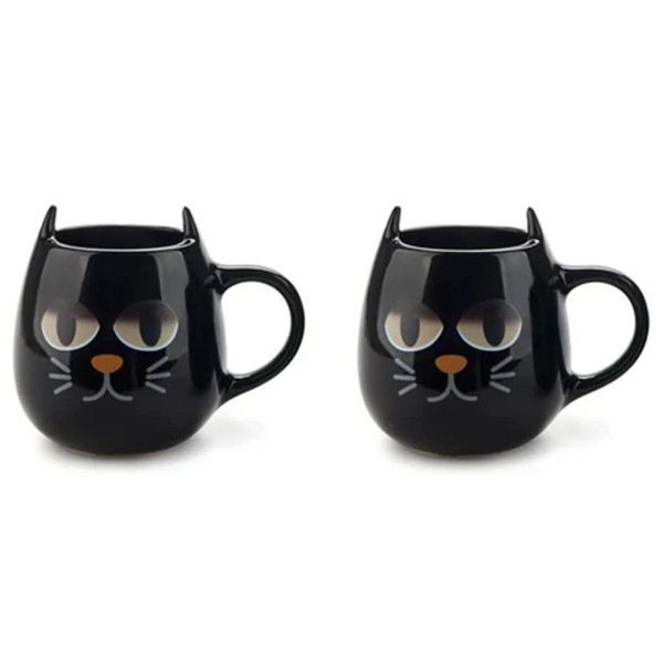 SET ŠOLJICA ZA KAFU WAKE CAT X2 BLACK KERAMIKA 