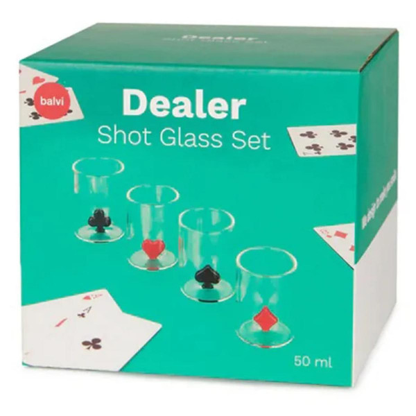 SET ČAŠICA DEALER X4 RED/BLACK GLAS 